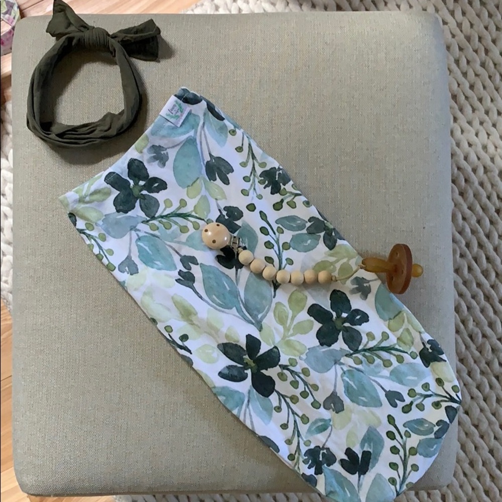 Fawn & Sage green floral cocoon swaddle